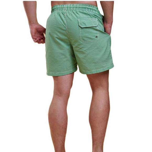 BARBOUR Light Green Striped Swim Trunks - Picture 7 of 7
